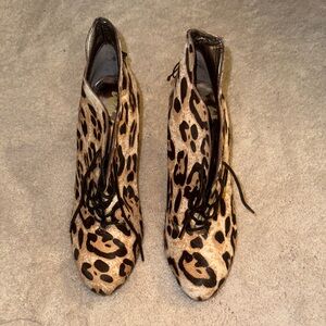 Sam Edelman Leopard Print Calf Hair Women's Ankle Boots